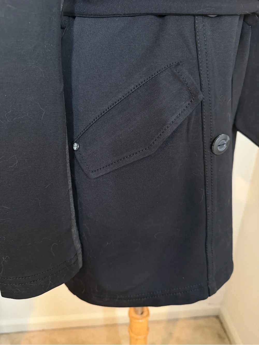 Michael Stars Women’s Classic Black -SZ S- Double-Breasted Short Trench Coat